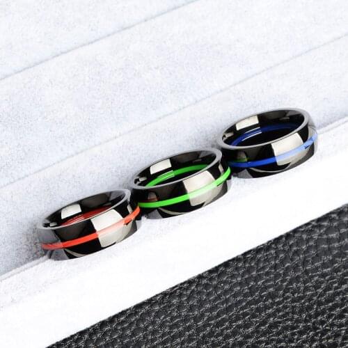 Keisha Lena Mens Real Titanium Steel Firefighter / Thin Blue Line rRings TOP Quality ! Thick ! Drop Shipping E-packet