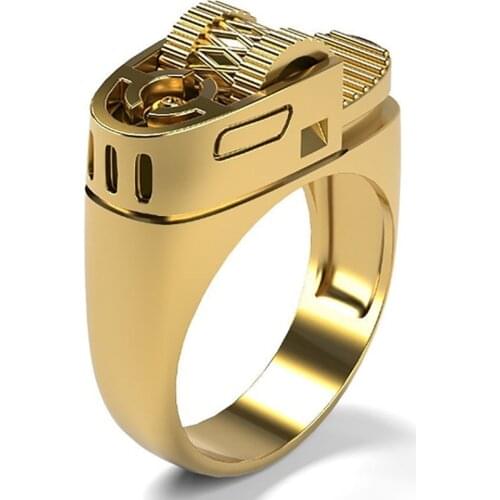 Exaggeration Lighter Shape Ring for Women Men Personality Punk Hip Hop Geometric Unusual Male Birthday Party Gift for Boyfriend