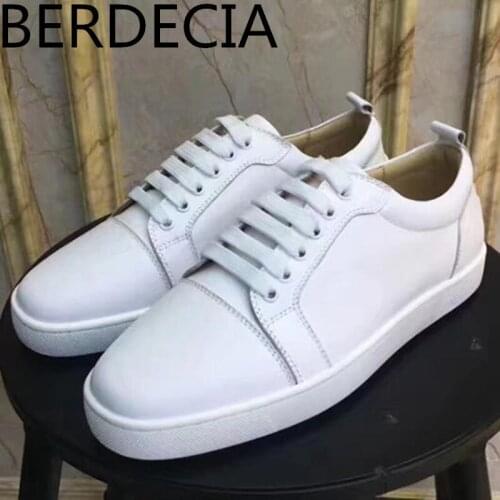 Berdecia Solid White Color Leisure Style Flats Casual Shoes Low Top Lace-Up Outdoor Running Vulcanized Shoe Chaussures Male