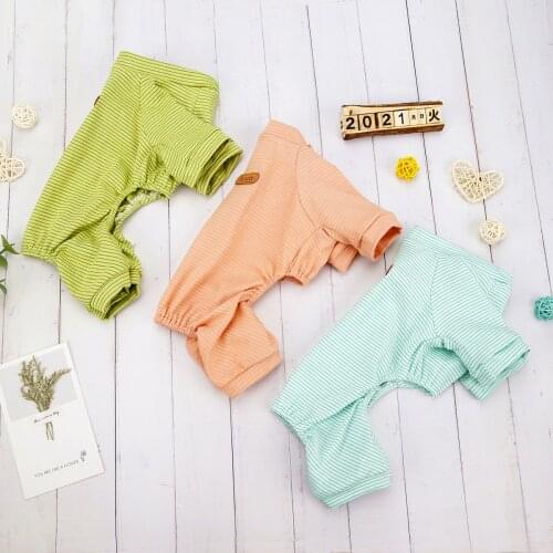 Korean Striped Dog Clothes Spring Summer Four Legs Coat Bichon Yorkshire Dog Home Clothing Cheap Small Dogs Costume