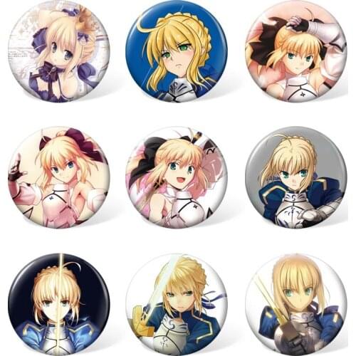 9pcs 58mm Fate Stay Night Shirou Emiya Cartoon Badge Anime Round Brooch Pin