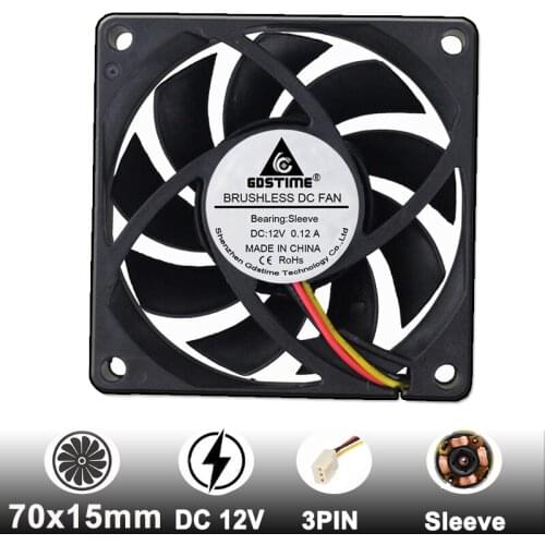 2Pcs 7cm 70mm 7015 DC 12V 3Pin 70x70x15mm Fan PC Laptop Industrial Cooling Fan chassis CPU Cooler