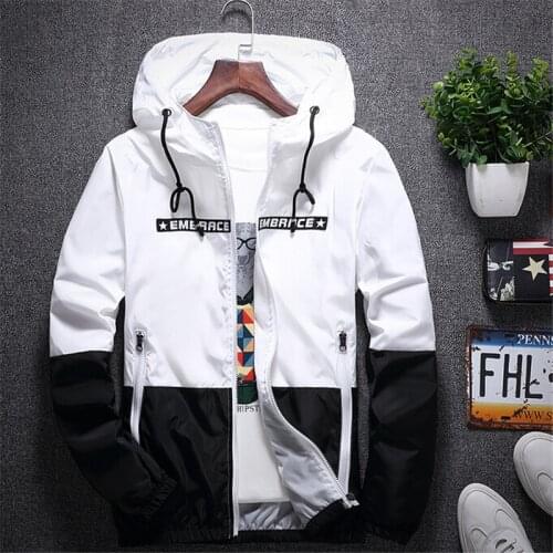 2021 Spring Autumn Casual Jacket Men With Hooded Patchwork Slim Fit Yong Men Boy Coat Student Windbreaker Jacket Outwear 4XL