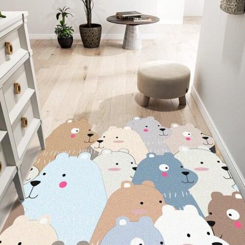 Nordic Cartoon Animal PVC Silk Loop Entrance Door Floor Mat Mud-removing Polyester Irregular Shape Can Cut Modern Kitchen Carpet