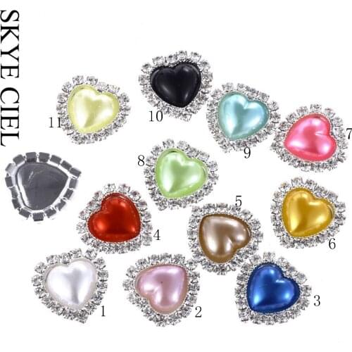SKEY CIEL New 18 * 18mm 10Pcs/lot Cute Heart Resin Pearl Diy Jewelry Accessories For Hand Made Convex Heart Setting Supplies