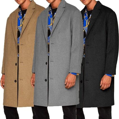 2019 New Fashion Men Long Jacket Warm Winter Trench Slim Fashion Casual Button Overcoat
