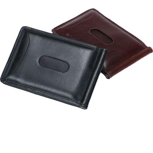 New Men Leather Bifold Card Holder Fashion PU Leather Credit Card Business Purse Clamp For Money Bifold Card Holder Cash Wallet