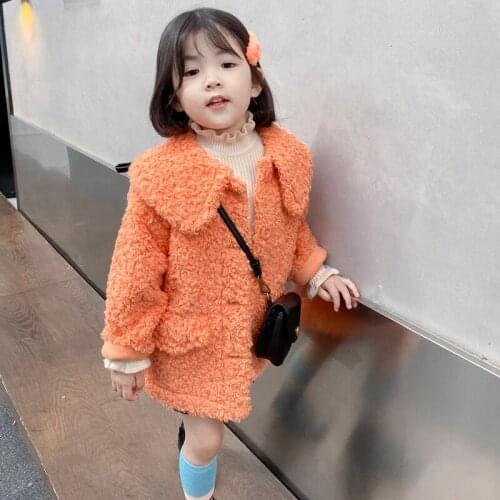 Autumn and winter Girls coat new childrens clothing kids jacket baby girl jacket Long coat Solid