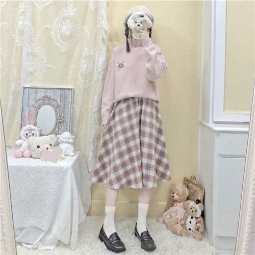 Single/set Autumn and Winter Knitted Sweater Female Students Loose Two-piece Woolen Mid-length Skirt Women