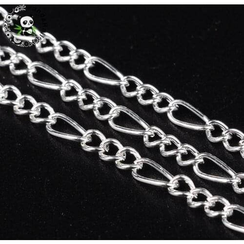 Iron Mother-Son Chains, Silver Color Come On Reel,Mother Link:3x7mm,1mm thick Son Link:2.5x4mm, 0.63mm thick,100m/roll