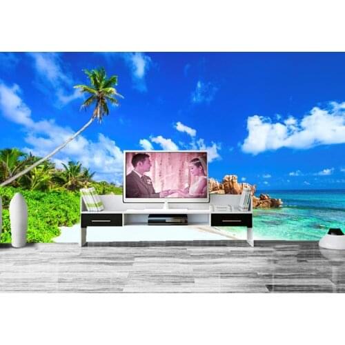 Scenery Sky Tropics Coast Sea Beach Nature photo wallpaper,living room TV wall bedroom KTV restaurant bar wall 3d wallpaper