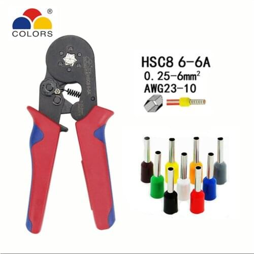 Plier HSC8 6-6A HSC8 6-6B HSC8 6-6 tool mini self-adjustable crimping plier 23-10AWG crimping capacity 0.25-6mm2 Length 175mm