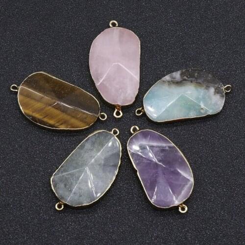 Retro Reiki Healing Jewelry Pendant Big Stone Mineral Crystal Pyramid Natural Amethysts Amazonite Labradorite Quartz Pendants