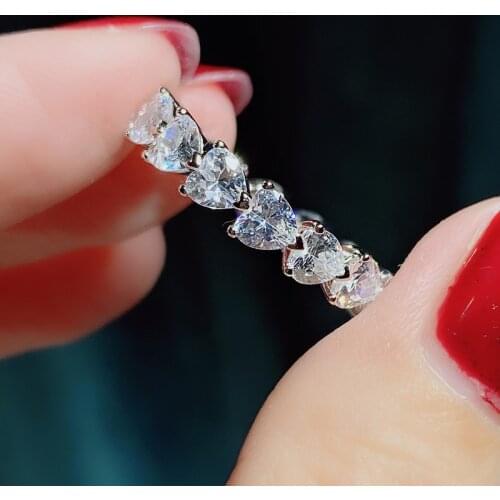 Heart Love Lab Diamond cz Ring 925 sterling silver Engagement Wedding band Rings for Women Bridal Party Jewelry