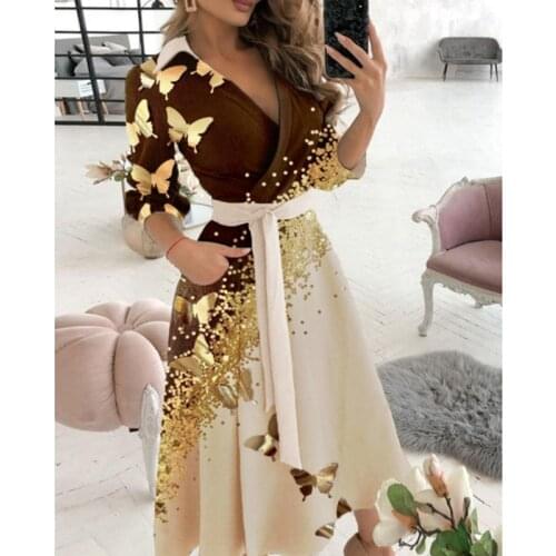 Sexy Deep V Neck Geometric Print Maxi Dress Women 2021 Spring Pocket Long Sleeve Female Irregular Party Dress Plus Size Vestidos