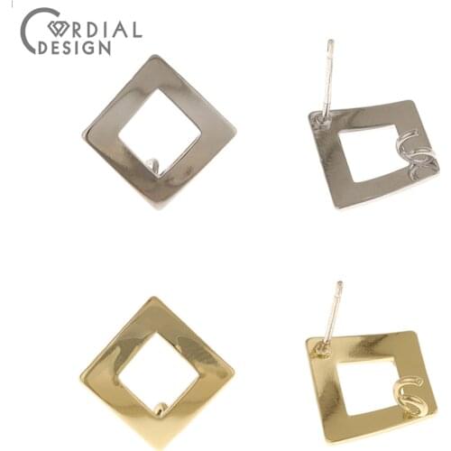 Cordial Design 100Pcs 15*15MM Jewelry Accessories/DIY Making/Earrings Stud/Hand Made/Rhombus Shape/Jewelry Findings Components