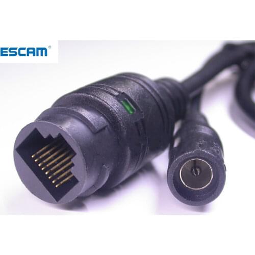 ESCAM LAN cable for CCTV IP camera board module (RJ45 / DC) standard type without 4/5/7/8 wires , 1x status LED
