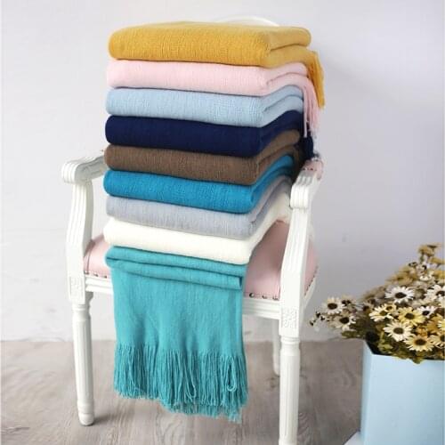 Knitted Decorative Throw Blanket with Tassel for for Bed/Sofa/Office/Camping/Travel/Nap