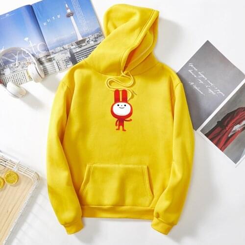 Simple Graphics Rabbit Print Kawaii Hoodies Women Harajuku Sweatshirts Winter Fashion Streetwear Friends Creative Animation