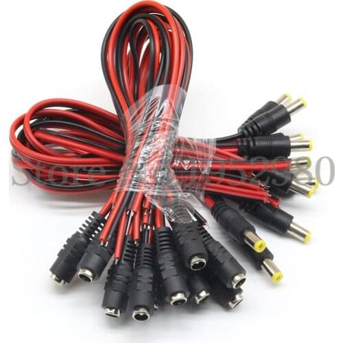 10PCS 5.5x2.1/5.5*2.1mm Male Female Plug 12V DC Power Cable Jack for CCTV Security Camera LED Power Plug 29CM
