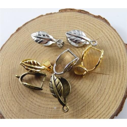 12piece)Mix Antiqued 3Colors Tone Brass Vivid Leaf Clasps End Pendant Charms Findings Handmade Crafts Jewelry Accessory 52619