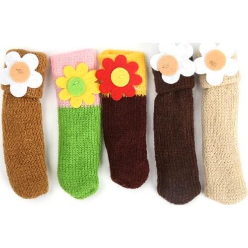 4pcs Floor Protection Chair Foot Pad Leg Furniture Wool Knitting Cover Chair Pad Floor Protector Non-slip Table Leg Sleeve Socks