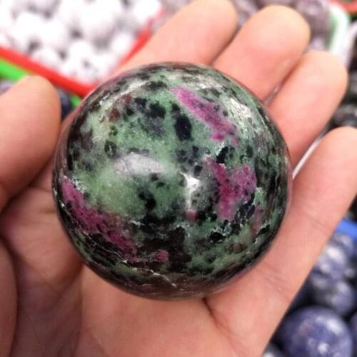 50MM High quality Natural Ruby Zoisite stone sphere crystal reiki healing ball