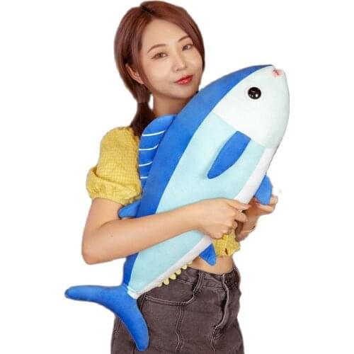 65cm Cartoon sea Animals Tuna Plush Toyi Stuffed Animals Sea world Blue Sea Fish Hug Pillow Lifelike Tunas Cushion Sofa Decor