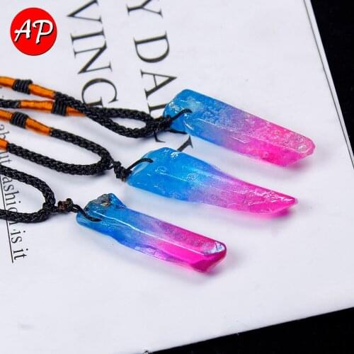 AP 1 Pcs Natural Electroplating Rose Red + blue Pendants & necklaces for making Jewelry fashion mixed mixed charm Point