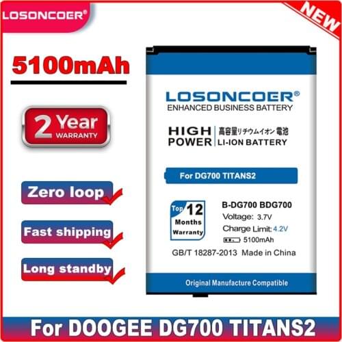 LOSONCOER 5100mAh B-DG700 For DOOGEE BDG700 DG700 TITANS2 Good Quality Phone Battery