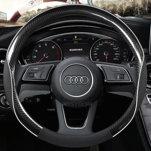Car leather Steering-wheels Cover 37 38cm 15" non slip for Audi A1 A2 A3 A4 A5 A6 A7 A8l Q2 Q3 Q5 Q7 S1 S2 S3 Sportback Avant