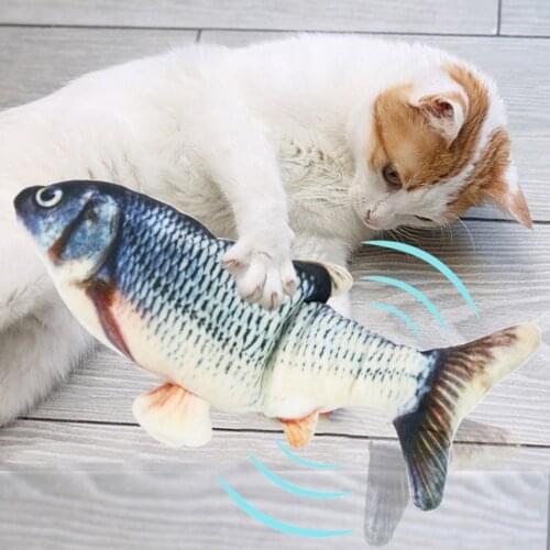 Copetsla 1Pcs Interactive Cat Toy Fish Simulation Electric Fish Pet Toy Soft Plush Shaking Dancing USB Charging Toy For Cat Toys