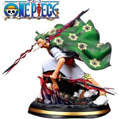 Anime One Piece Action Figures Country Three Knife Flow Roronoa Zoro Kimono Model Special Effect Hand Made Ornaments Toys Gifts