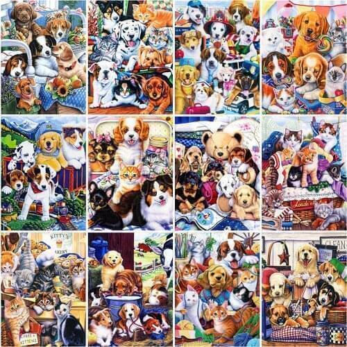 Evershine Full Square Diamond Painting Dog Rhinestone Art 5D DIY Diamond Embroidery Cat Animal Diamond Mosaic Cartoon Home Decor