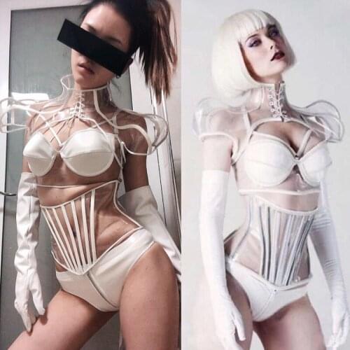 Future Sense Fluorescent Light Stage Costume Party Festival Outfit Performance Nightclub Bodysuit GoGo Dance Costume Roupa