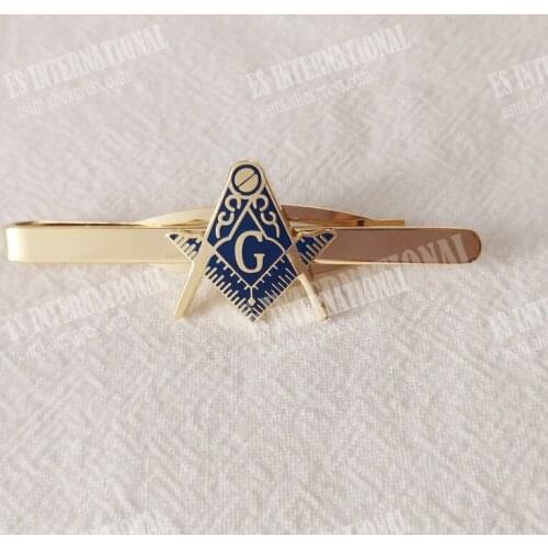 Exquisite Masonic Hard Enamel Men Tie Clip Free Masons Square and Compass G Blue one for gift T1