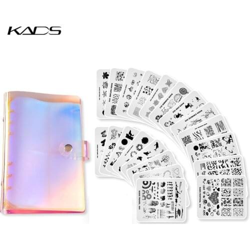 KADS Nail Art Stamping Plates Set XMAS Winter Stamping Stencil Template Silicone Nail Stamper Scraper Laser Nail Holder