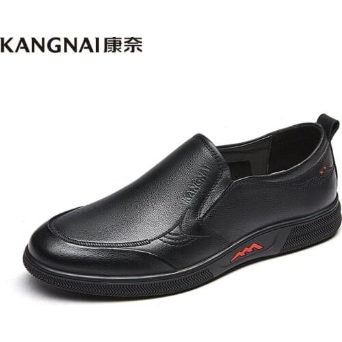 KANGNAI Men Shoes Cow Leather Loafers Comfortable Slip-On Business Casual Male Moccasins Driving Shoes