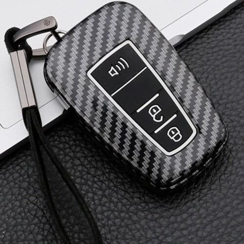 2 34 Button Carbon silicone Car Key Case Cover Shell For Toyota CHR C-HR Prado Camry Avalon Prius Corolla RAV4 Keychain bag