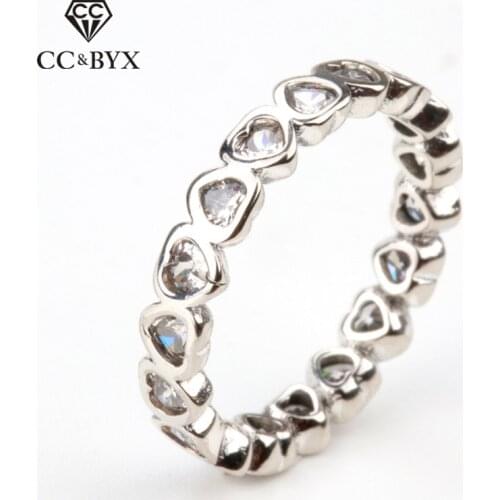 CC Silver Rings For Women Vintage Jewelry Heart To Heart Blackened Oxidation Craft Personality Ring Bridal Wedding Bague CC1595