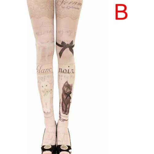 Women Tights With Cats Harajuku Tattoo Cat Pantyhose Female Fancy Stocking Medias Party Pants For Women pantyhoses Lolita