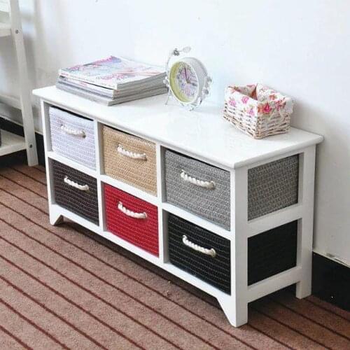 Korean pastoral solid wood white bedside cabinet simple bedroom storage cabinet rattan drawer drawer storage cabinet