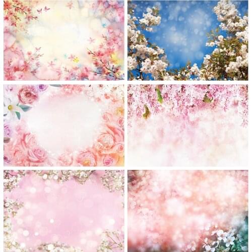 Laeacco Spring Dreamy Pink Blossoms Photo Background Wall Decor Baby Child Portrait Scene Photography Backdrop For Photo Studio