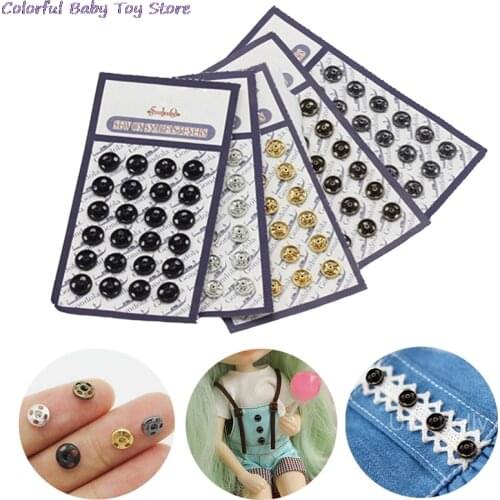 24 Pcs Mini Button Buckle For 1/6 Doll DIY Doll Clothes Metal Buckle Invisible Snap Handmade Doll Clothing Sewing Wholesale