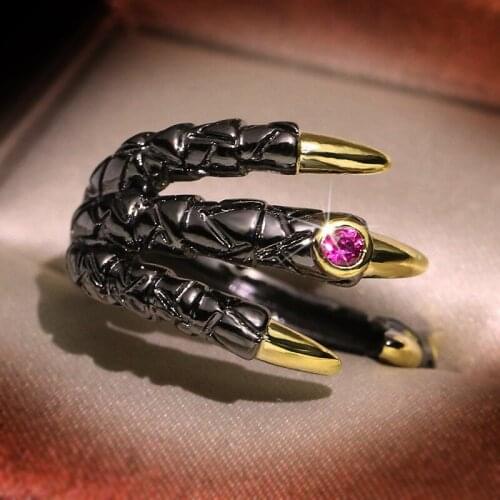 Fashion Creativity Women Natural Stone Crystal Ring Eagle Claw Ring Male Devils Claw Ring New Jewelry Gift