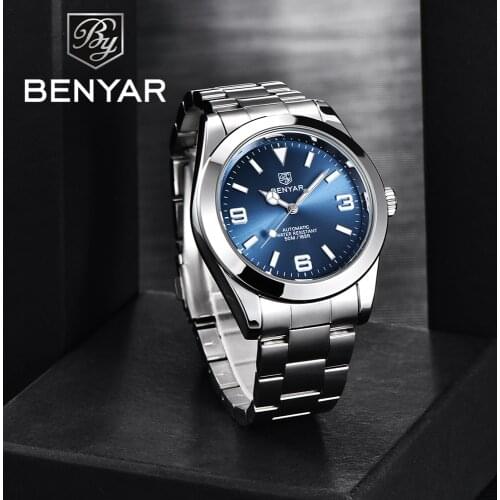 BENYAR Luxury Watch Mens Top Brand Automatic Mechanical Luminous Wristwatch 41MM Stainless Steel Dial Business Waterproof Clock
