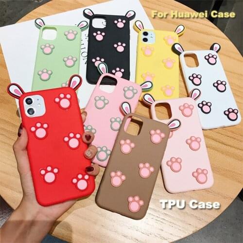 Soft Candy Color Cute Phone Case For Huawei Hoor 20 Lite 10S 10 Play 3 9X 20 Pro 20S Nova 5T 3D Cat Claw Matte Cute Ears Case