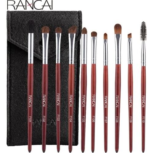 RANCAI10pcs EyeShadow Makeup Brushes Set Natural Pony Hair Blending Smudge Shader BeautyMakeup Brushes For Free Shipping