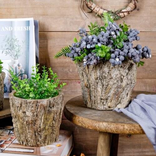 Nordic Cement pot flower Retro Lmitated tree design plant pots garden accessories succulent pot maceta vasi per piante da estern