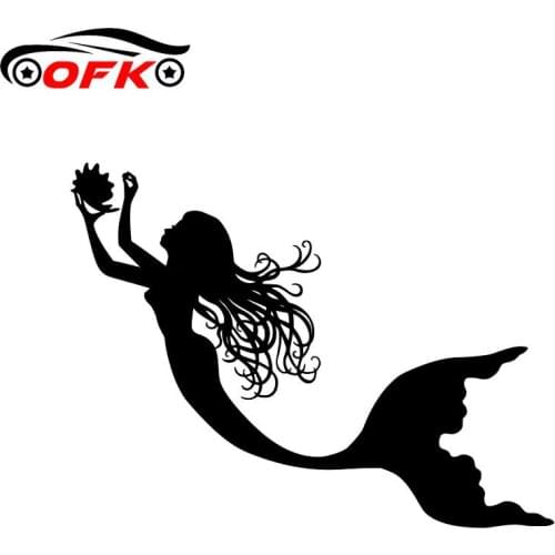 OFK Find Pearl Joyful Mermaid Car Sticker Vinyl Decal Black/Silver Popular Style Silhouttte Design 14*10.5CM